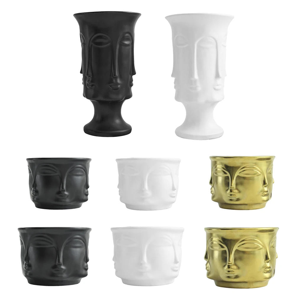 

Human Face Vase Decoration Ceramic Flowerpot Modern Figure Sculpture Crafts Storage Flower Arrangement Container Ornaments