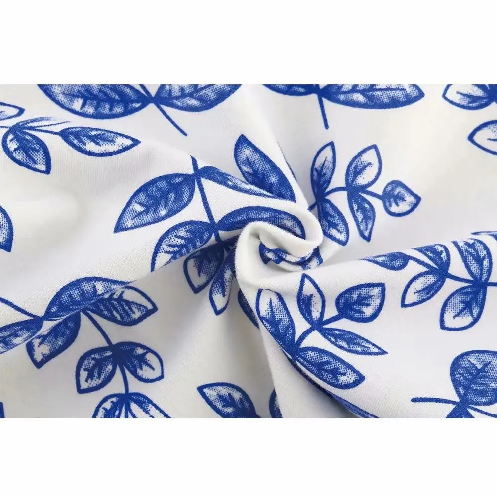 Детский комбинезон с длинным рукавом и принтом синих листьев|Ромперы| |