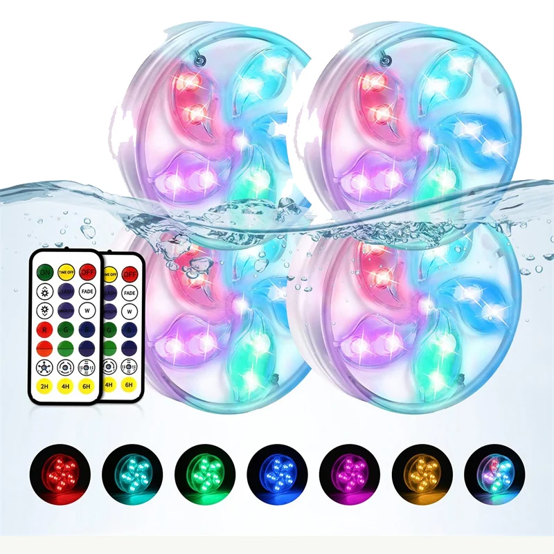 

Водонепроницаемые подводные светильники для пруда, IP68, меняющие цвет, с магнитными присосками, для аквариума, бассейна, фонтана, фестиваля