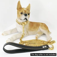 hot sale 304 stainless dog leash super strong steel gold plated dongle dog traction hip hop style golden dog chain
