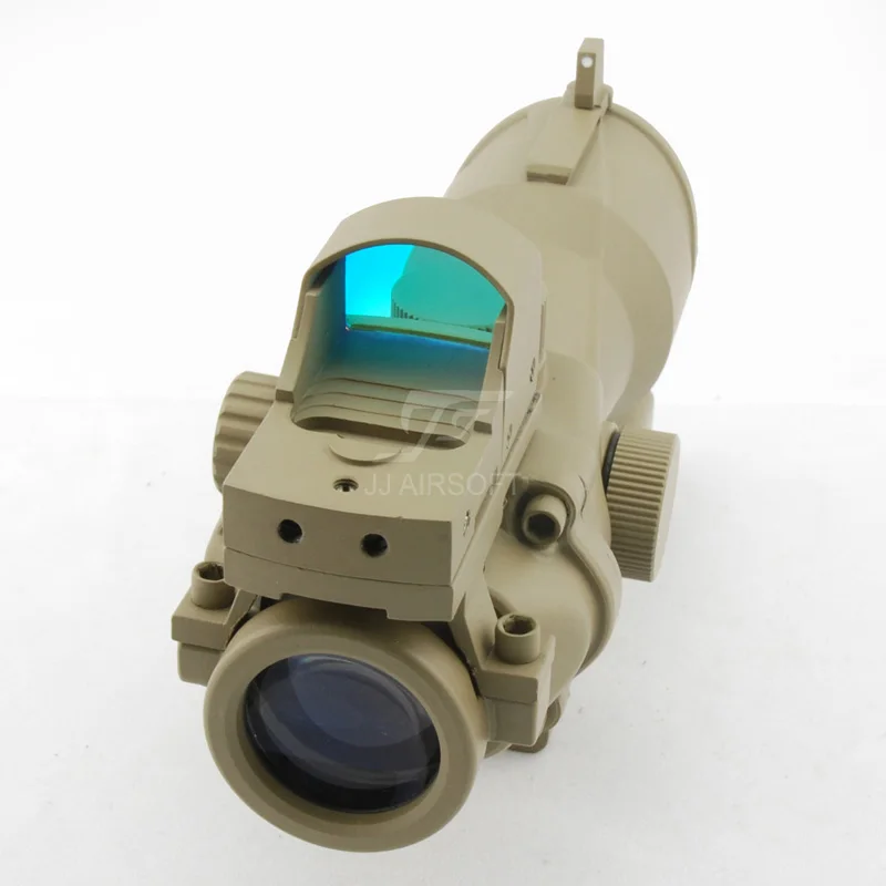 JJ страйкбол ACOG Стиль 4x32 освещение с Docter Mini Red Dot (черный/коричневый) Бесплатная
