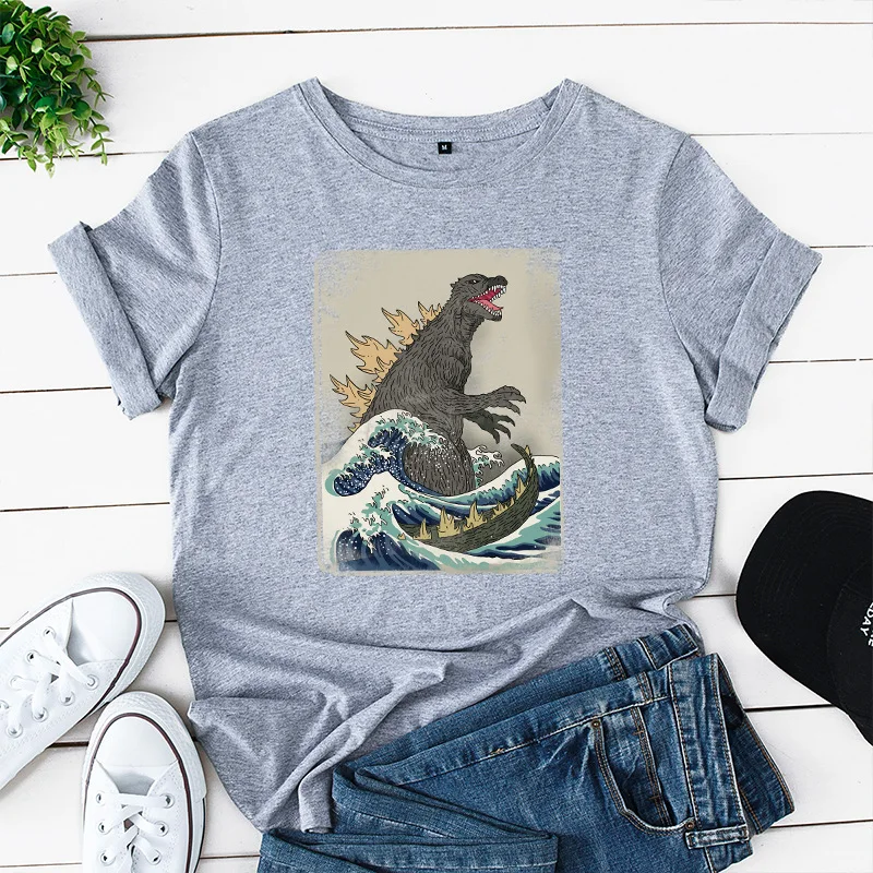 Женская футболка JCGO летняя хлопковая Футболка большого размера с коротким