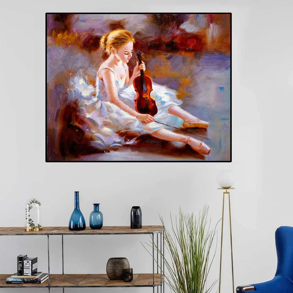 

Ballet Dancer With Violin Canvas Oil Painting
