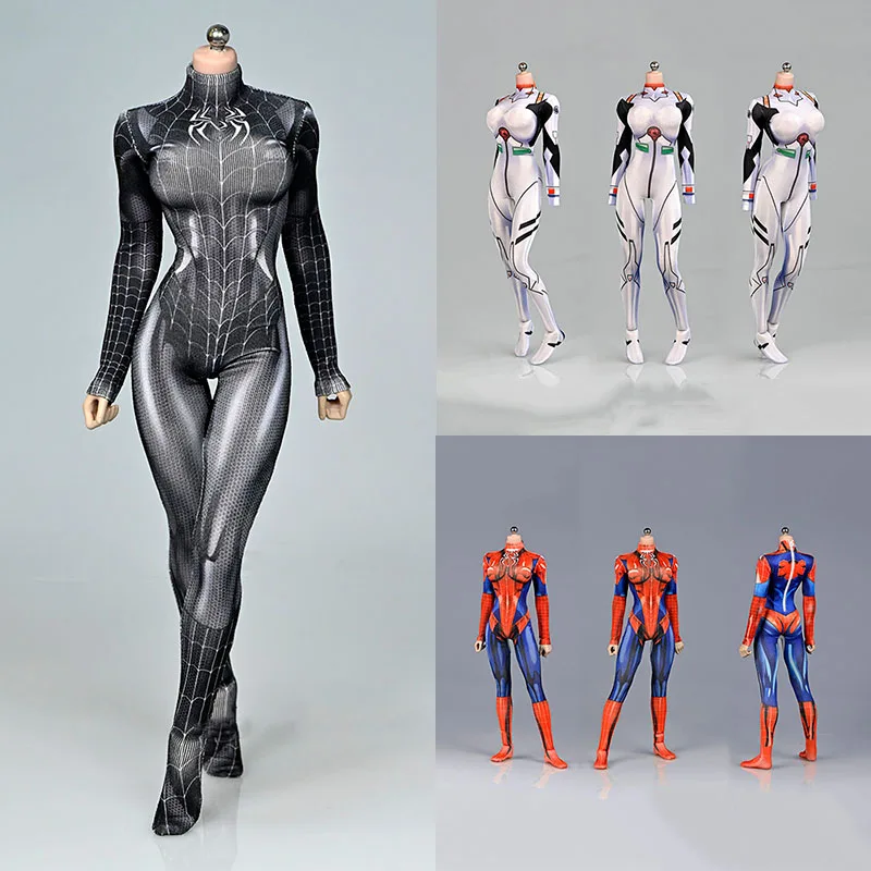 1/6 Scale Female Stretch Tights Jumpsuit Sexy 3D Printed Battle suit for 12