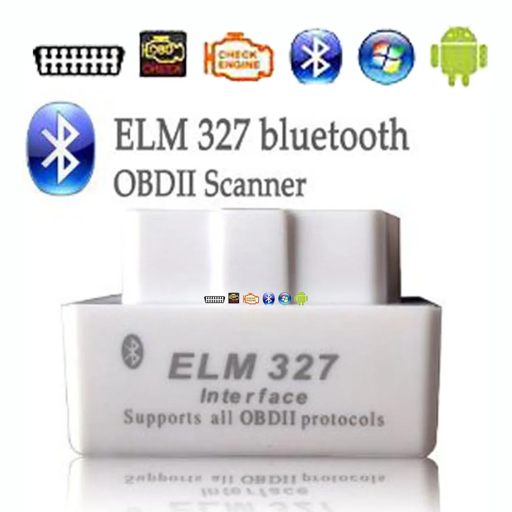 Белый OBD2 автомобильный диагностический инструмент ELM 327 Bluetooth ELM327 OBDII V2.1 v1.5 сканер