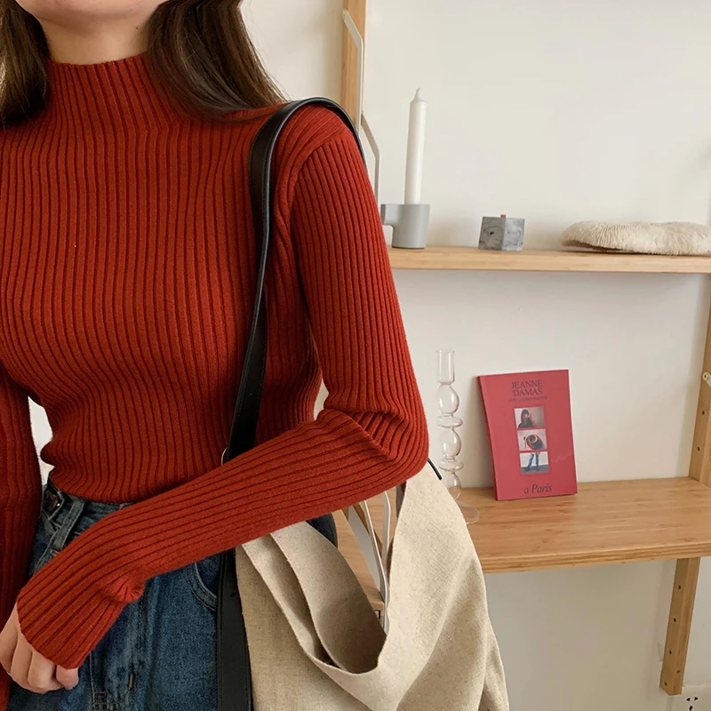 

YICIYA 2021chic Autumn winter Sweater Pullovers Women Long Sleeve casual turtleneck warm basic Sweater knit Jumpers top