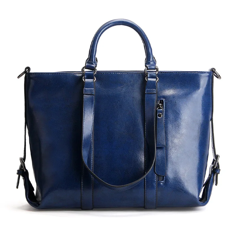 

Brand Design Women's Oil Wax Genuine Leather Handbags High Quality Female Cowhide Big Size Shoulder Bag Fashion Totes New 2020