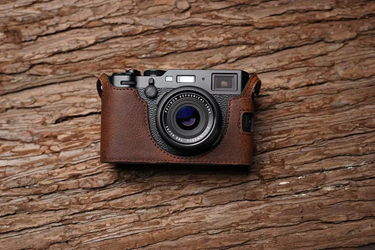 Чехол для камеры ручной работы из натуральной кожи для FujiFilm X100F Fuji x100f X100-F, наполовину сумка для камеры, крышка для открытой батареи - Цвет: coffee   SLP