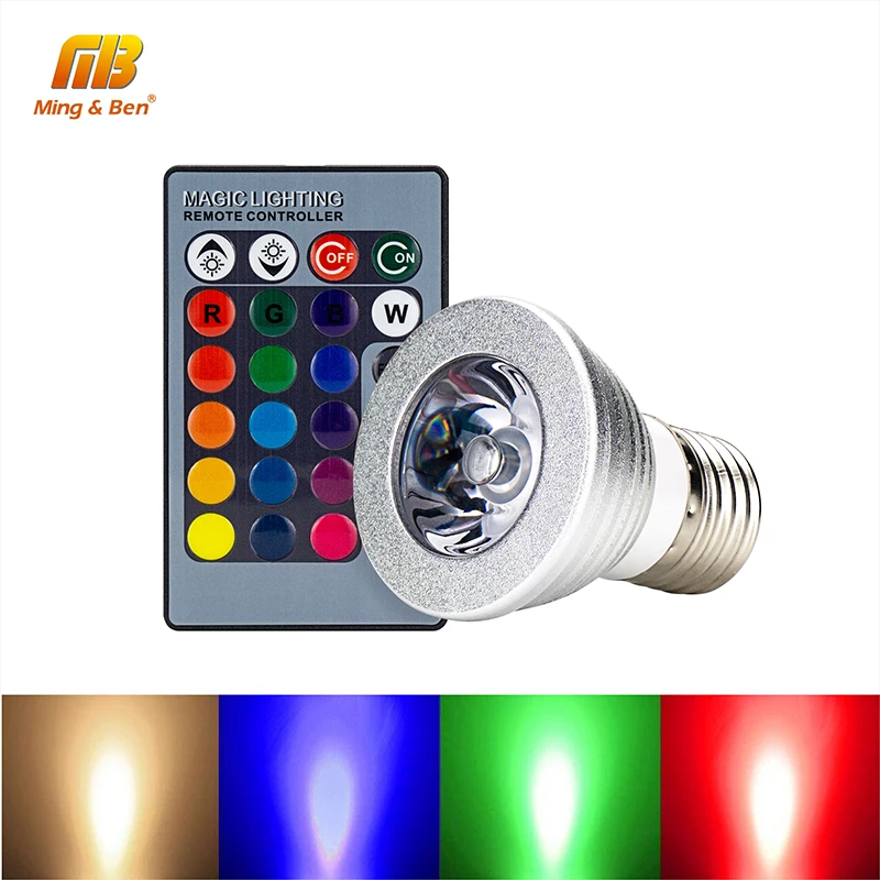 E27 светодиодный RGB прожектор лампы 4 Вт 5 10 15 85 265 в 16 изменение цвета эффект лампада