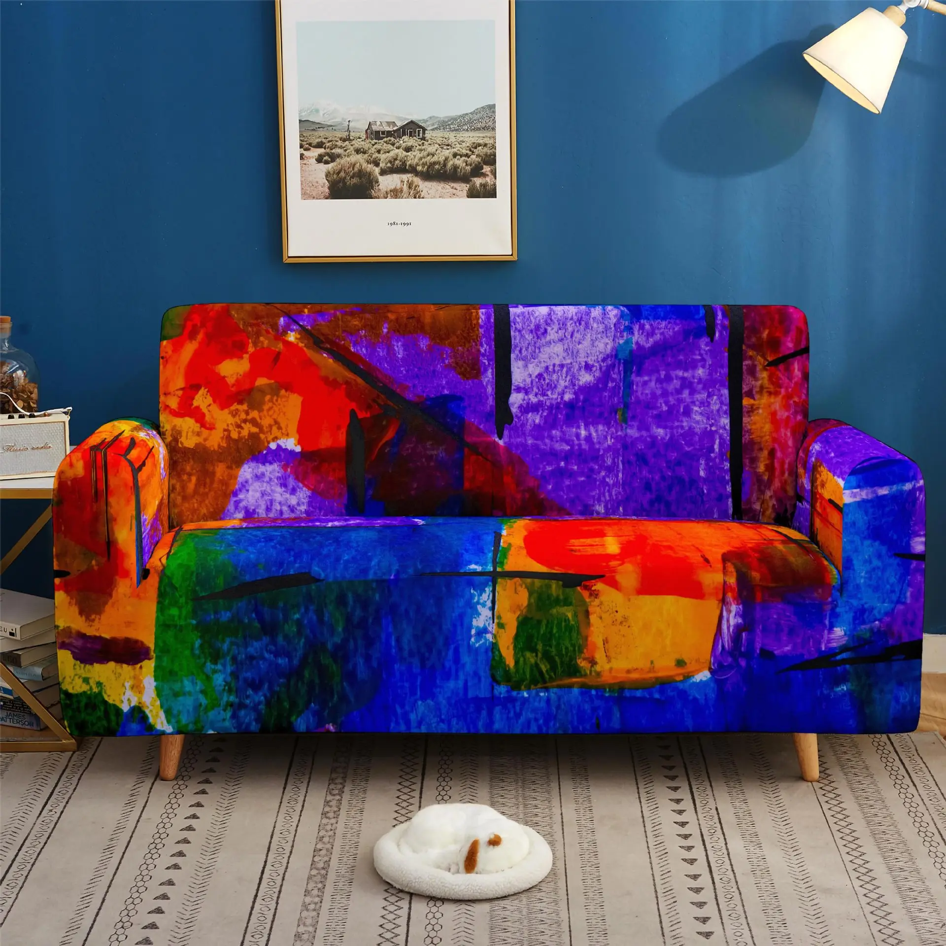 Fashion Luxury Hip-hop Print Elastic Sofa Cover Graffiti All-inclusive Stretch Couch Cover for Living Room Armchair Slipcover