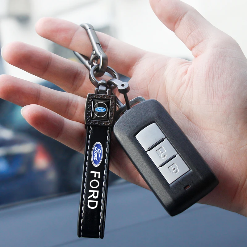 

High Quality Car Leather Keyring KeyChain Ring Holder Innovative Man Best Gift For Ford Focus Fiesta Ranger Mondeo Escort Falcon