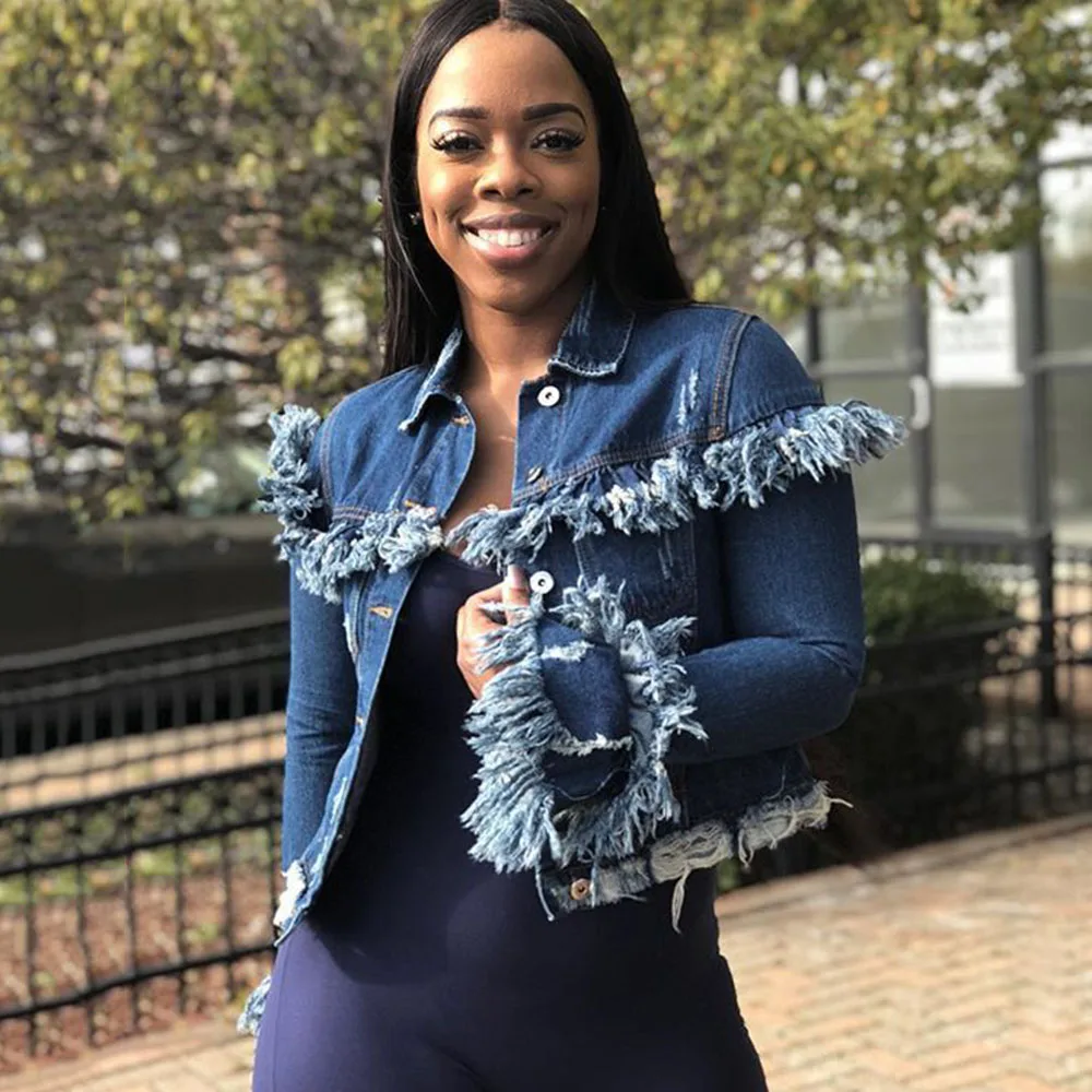 Джинсовая куртка в африканском стиле женские короткие джинсовые куртки с