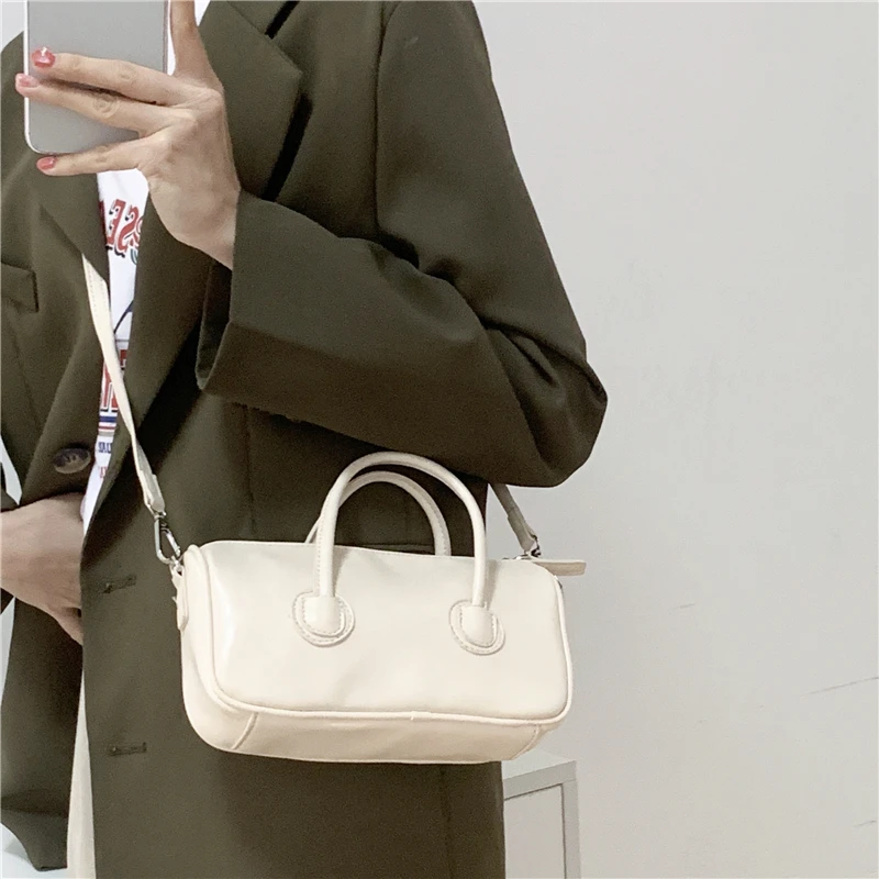 

Simple Fashion Female Square Handbags Solid Color PU Leather Ladies Small Casual Tote New Fashion Women Shoulder Crossbody Bags