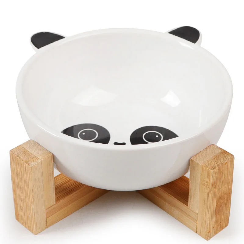 Керамическая миска для корма кошек и воды миски маленьких собак с бамбуковой