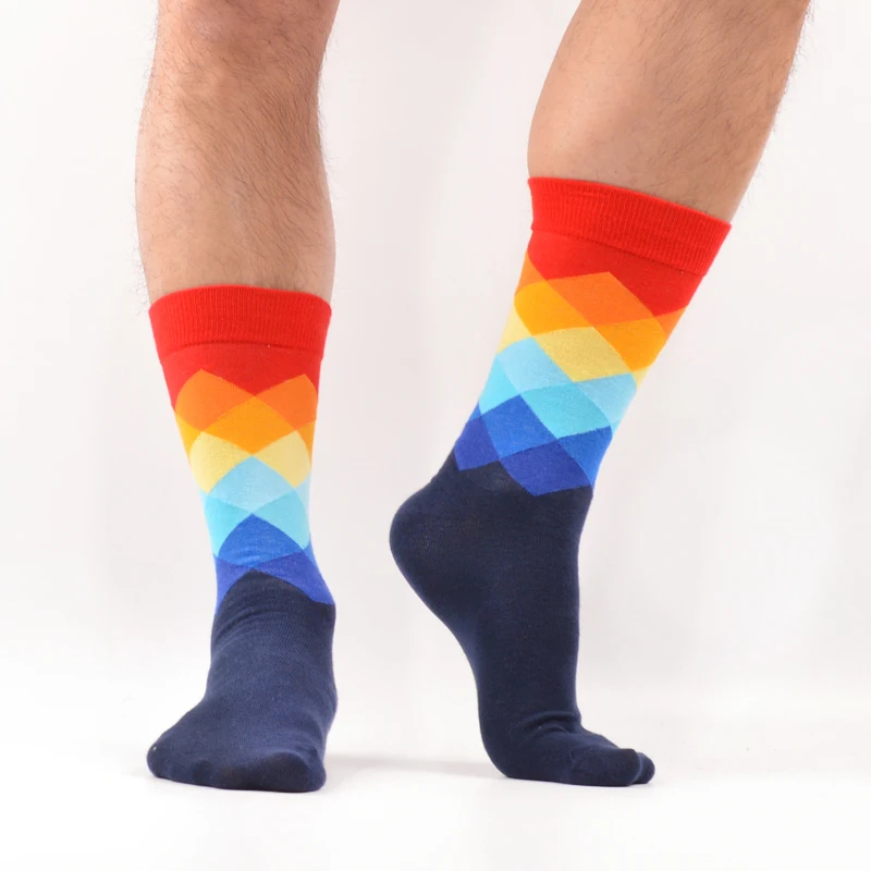SANZETTI/12 пар хит продаж мужские Разноцветные носки из чесаного хлопка с рисунком в