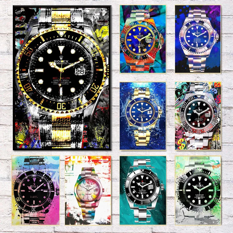 Современные граффити художественные роскошные часы Картина на холсте плакаты и