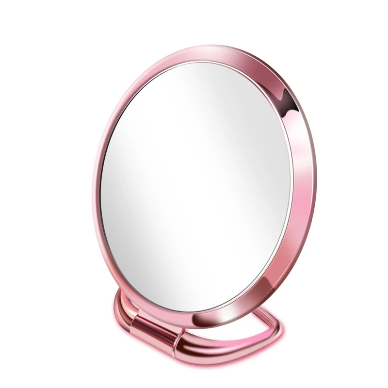 Pink circle Креативное зеркало с ручкой для салона красоты, профессиональное ручное зеркало, складная подставка, индивидуальное зеркало для макияжа, для домашнего использования в путешествиях - Цвет: Pink circle