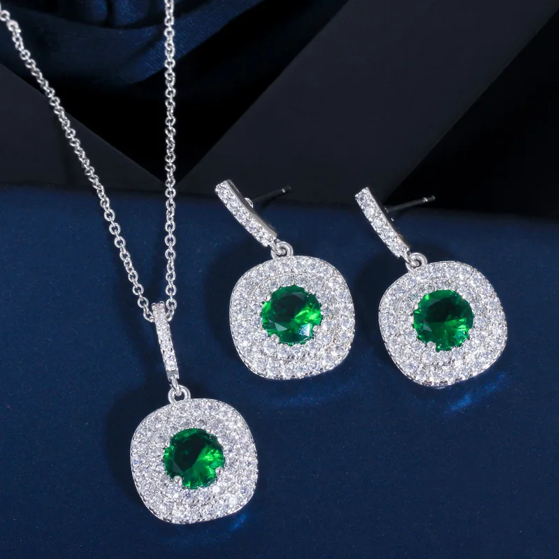 CWWZircons, Брендовое роскошное ожерелье, кулон и серьги, модный желтый кубический цирконий, ювелирный набор T022
