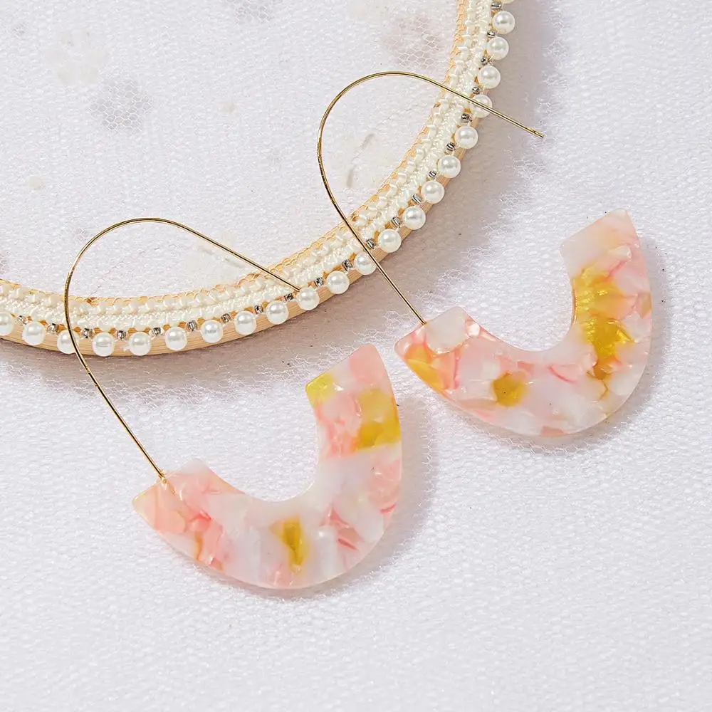 pink Belleper леопардовые серьги-кольца для женщин черепаховый ацетат Смола акрил Сердце Звезда круг серьга геометрической формы Pendientes - Окраска металла: pink