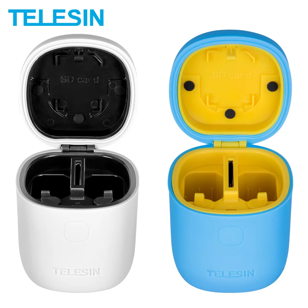 Зарядное устройство TELESIN 3 в 1 с двумя слотами USB зарядное и для чтения SD карт ящик
