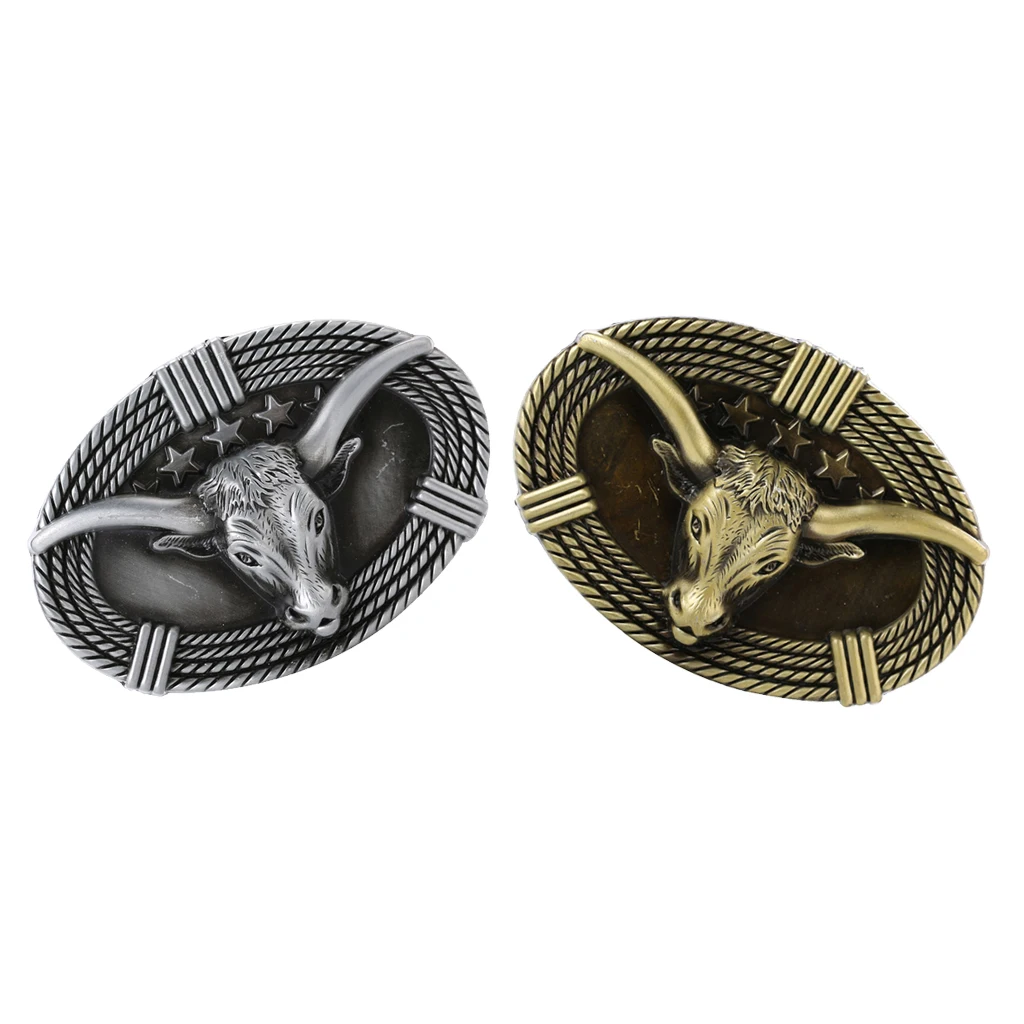 Мужская рельефная пряжка с головой Ox звезды металлическая Западная стандартная |