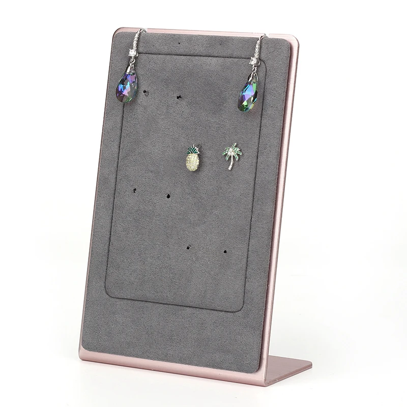 New Gray Eight-hole Metal Plate Microfiber Leather Earrings Pendant Jewelry Display Stand Multifunctional Environmental For Gift