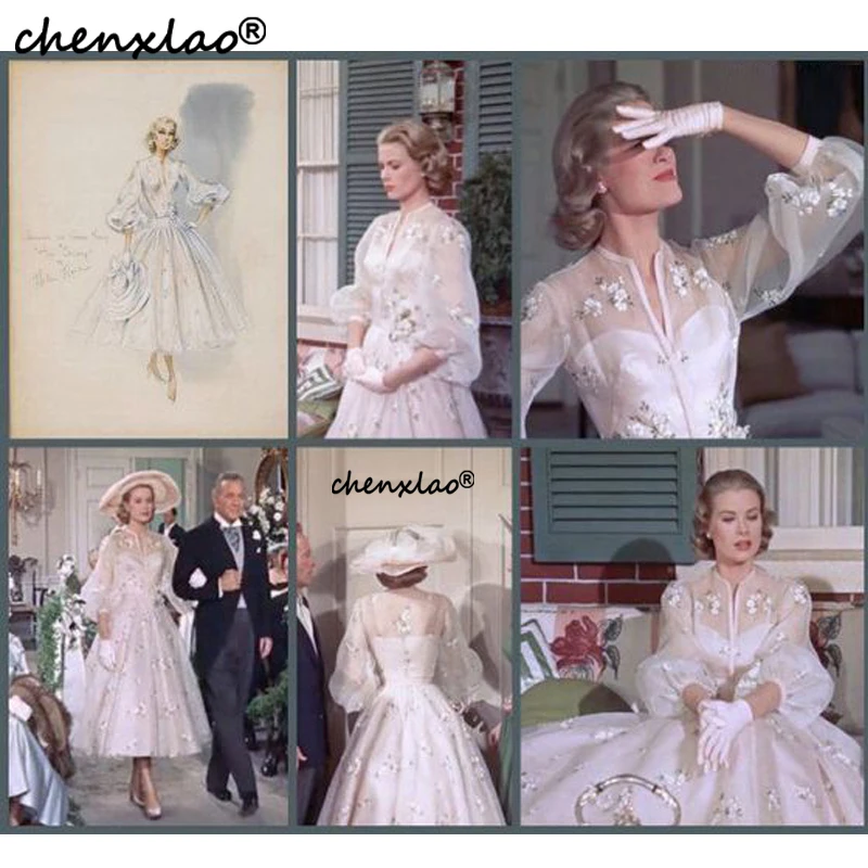 Роскошные вечерние платья а силуэта с глубоким круглым вырезом пышные рукавом