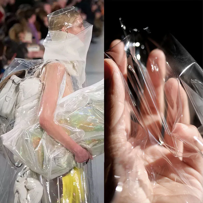 

0.1mm Thin Soft Light Crystal Waterproof Fabric Anti Tear Transparent TPU Fabric For Dress Raincoat Bags By The Yard