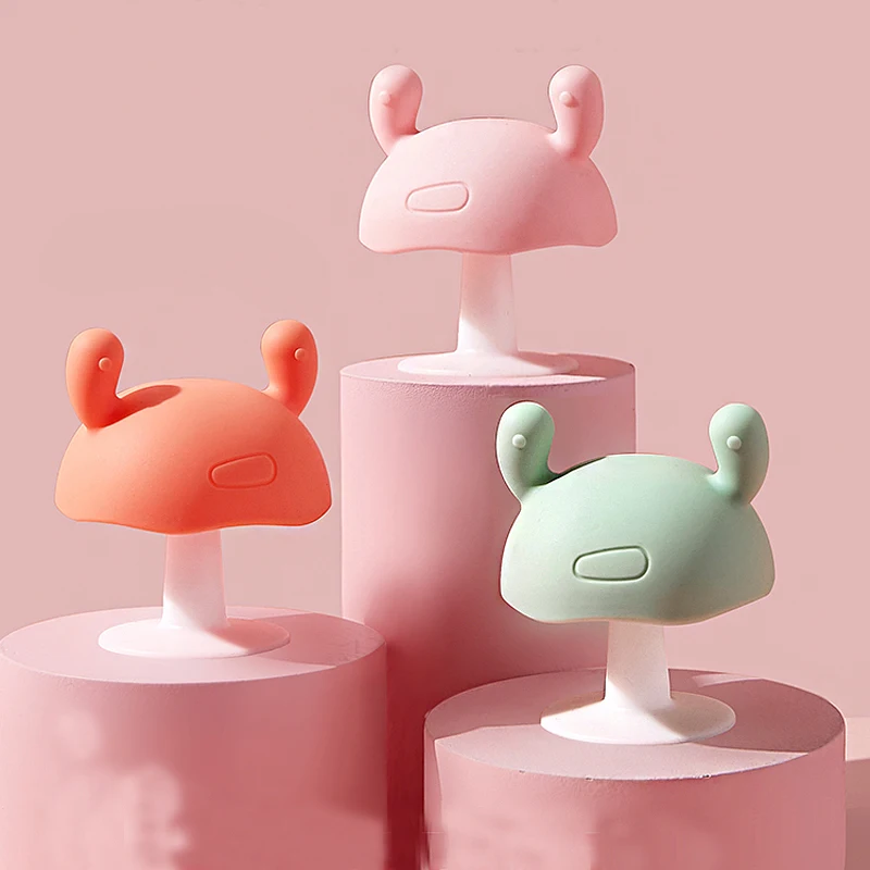 Small Mushroom Soothing Teether Baby Toy Anti-eating Artifact Silicon Chewing Gum Teethers | Мать и ребенок