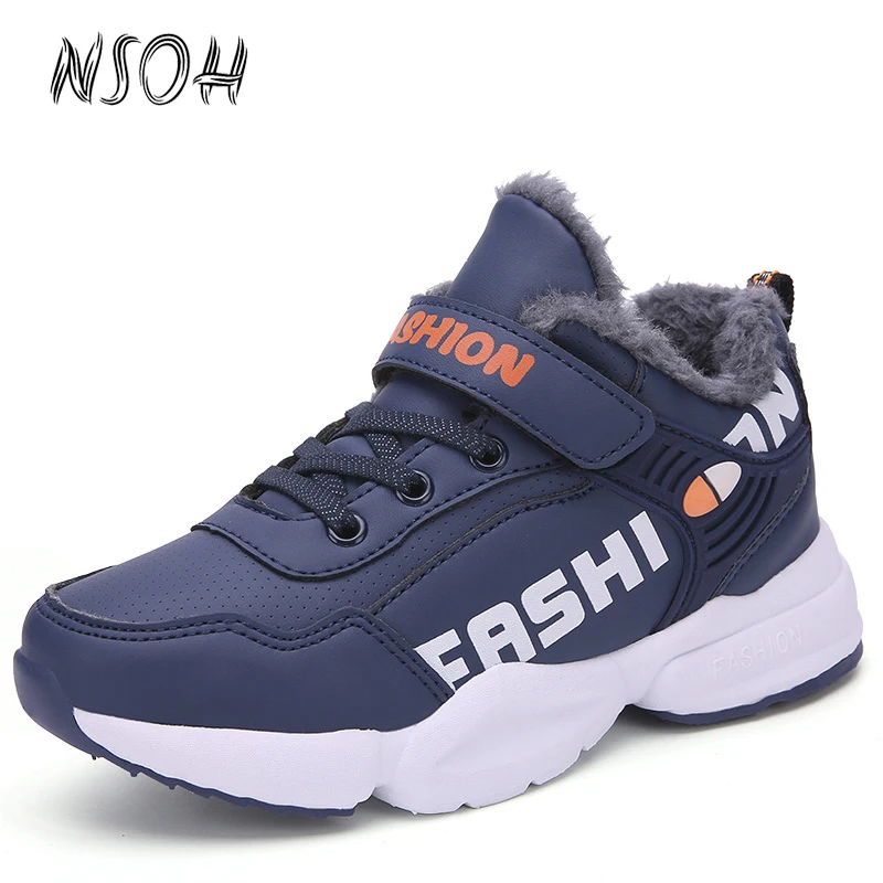 

NSOH Winter Kids Sneakers Plush Warm Boys Sports Casual Shoes Waterproof Upper Comfortable Student Running Shoes Kids Sneakers