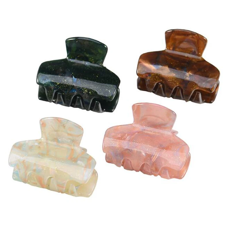 

Sweet Small Mini Hair Claws Clip For Women Colorful Transparent Barrette Acrylic Geometric Hairpin Acetate Hair Accessories