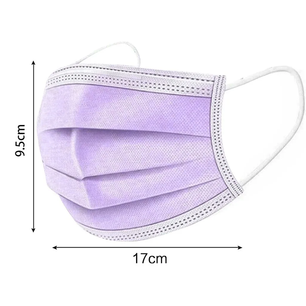 

50 Pcs-3ply Mouth Cover Face Mask Face Protective Mouth And Nose,soft And Breathable Mouth Cover Blue Purple Mascarillas