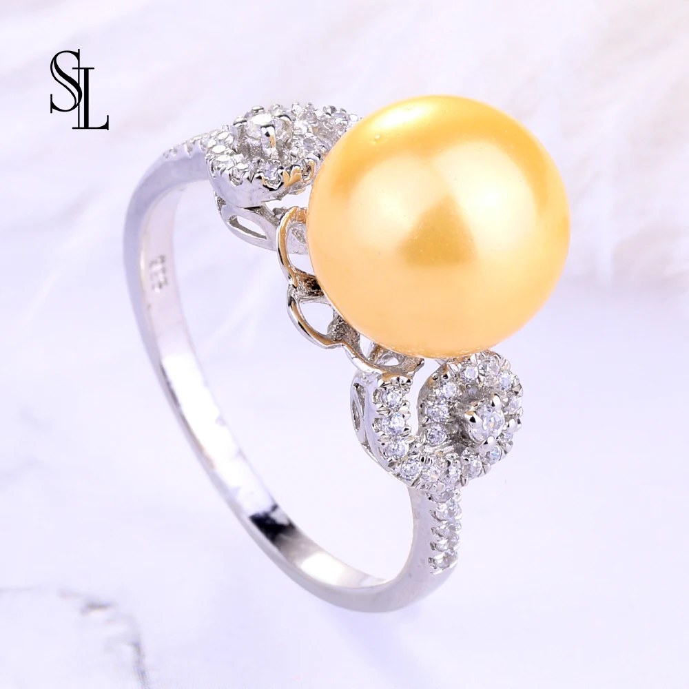 

SL Real 925 Sterling Silver Natural Pearl Handmade Fine Jewelry Pearl Ring