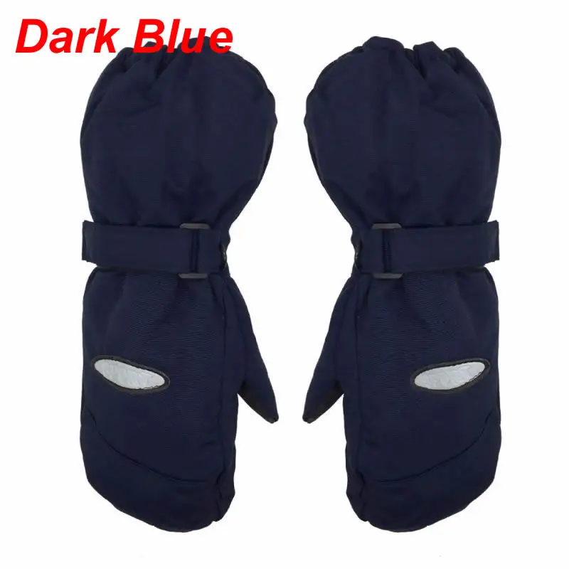 Dark Blue Зимние уличные детские лыжные перчатки толстые теплые ветрозащитные водонепроницаемые детские варежки - Цвет: Dark Blue
