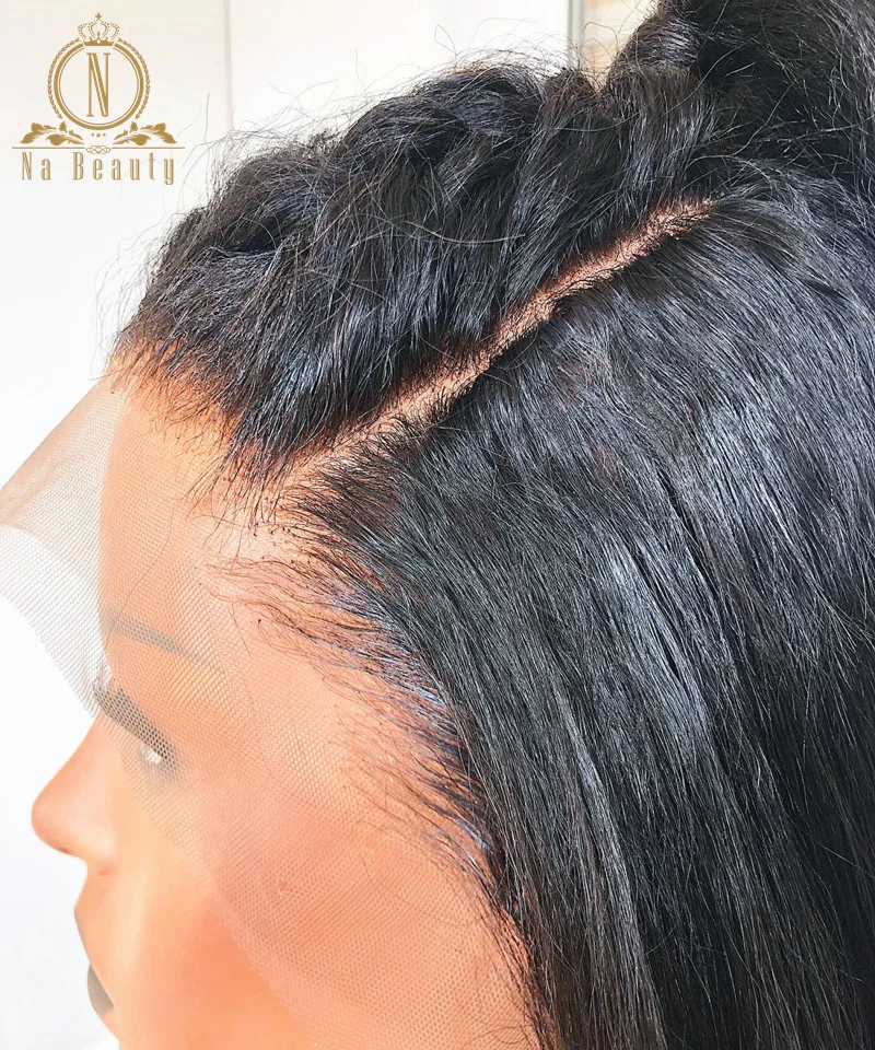 Na beauty курчавые прямые 13x6 парики на шнурках человеческие волосы парик на кружеве предварительно сорванный парик для женщин бразильские черные волосы Remy