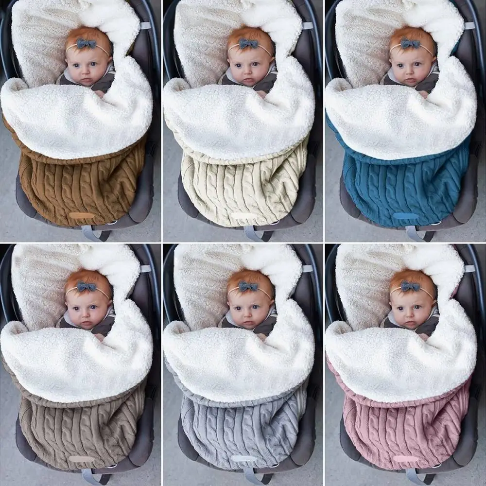 Baby Sleeping Bag Winter Envelope For Newborns Infant Stroller Cotton Knitted Envelopes Blanket Sleep Sack Bags | Мать и ребенок