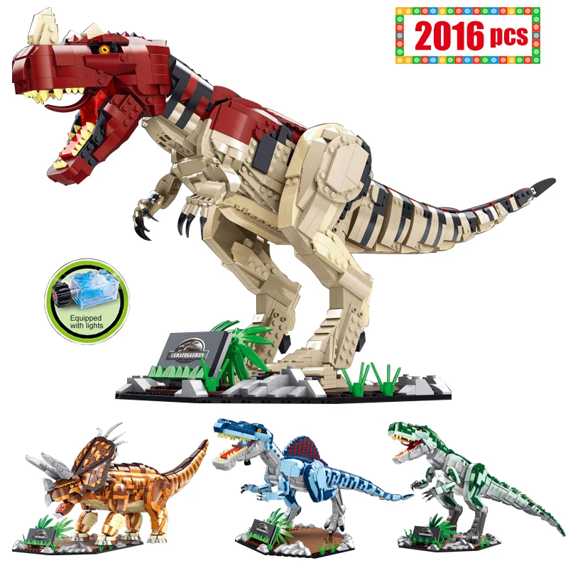 

2116pcs City Jurassic Tyrannosaurus Dinosaurs Park Building Blocks MOC Triceratops Bricks Educational Toy For Children