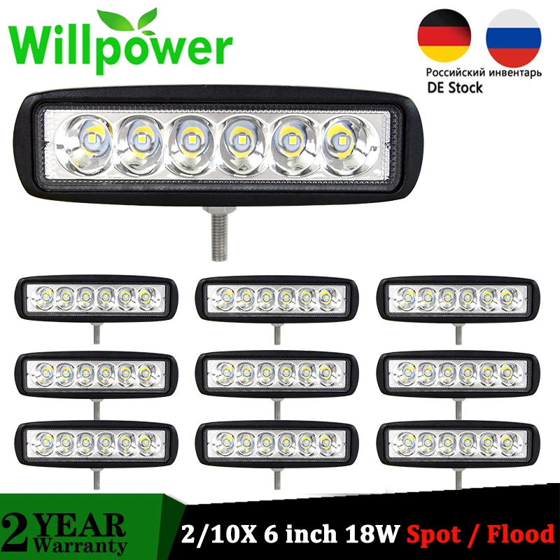 Willpower 2/10 шт. 6 дюймовый точечный прожектор светодиодный рабочий свет дюймов 18 Вт
