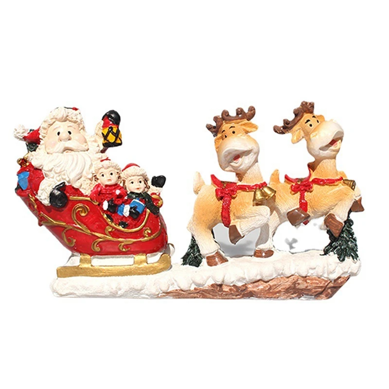 

Сани Санты и олень в ассортименте рождественские домики деревенский олень автомобиль Праздничная фигурка рождественские украшения