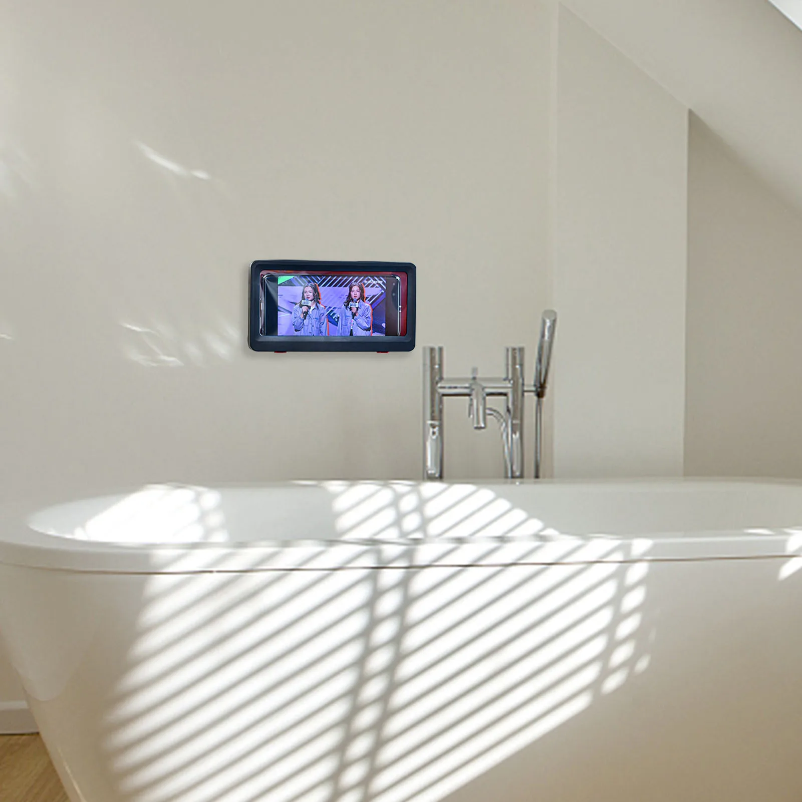 

Wall Mounted Waterproof Phone Case Holder Anti-fog Shower Touch Screen High Perspective Window Home Bathroom Kitchen