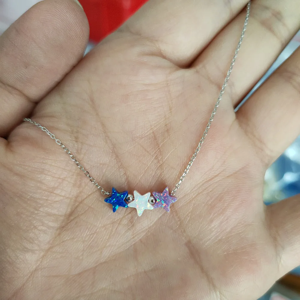 1 шт. Новое поступление ожерелья с опалом 6 мм звезда серебро 925 пробы о-цепь