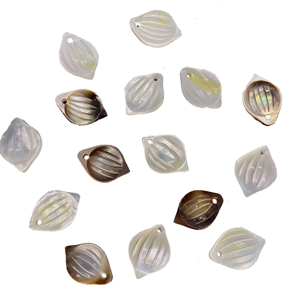 

3pcs Natural Sea Shell Pendant Bowl-shaped Leaves DIY Bracelet for Women Necklace Earring Accessories Black Charm Jewelry Making