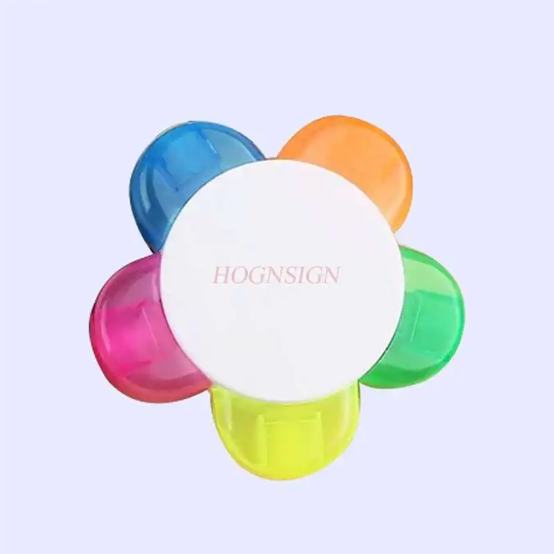 

Five-color flower highlighter Marker rough strokes focus small fresh