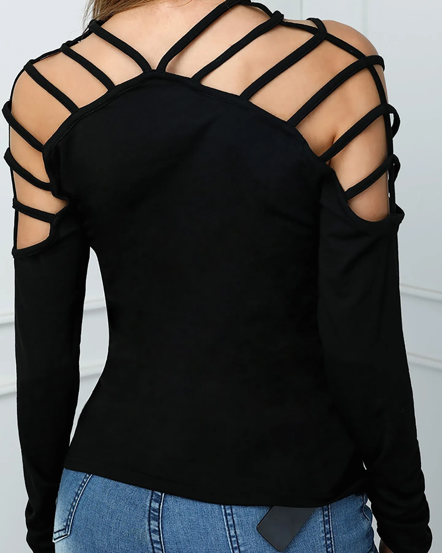 Новинка 2019 Женская Повседневная футболка с бретельками на шее вырезами длинными