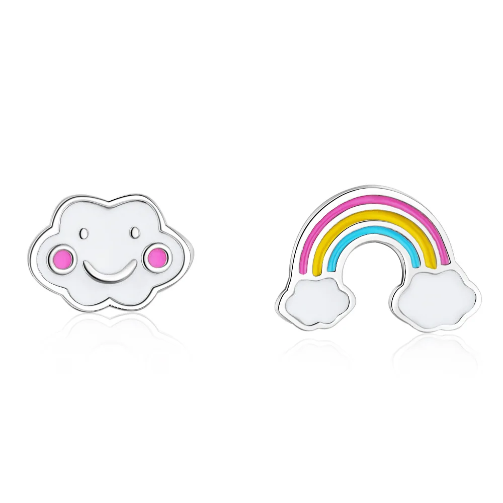 

100% 925 Sterling Silver Originality Rainbow Clouds Ladies Stud Earrings Promotion Jewelry Women 2020 New Design Drop Shipping