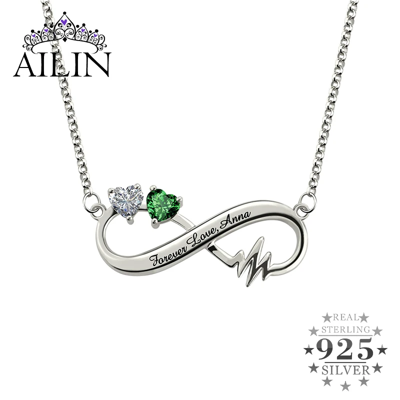 

AILIN 2020 Новое серебряное ожерелье на заказ с кубическим цирконием, гравировка ожерелье с кулоном «бесконечность», женское, женское, подарки н...