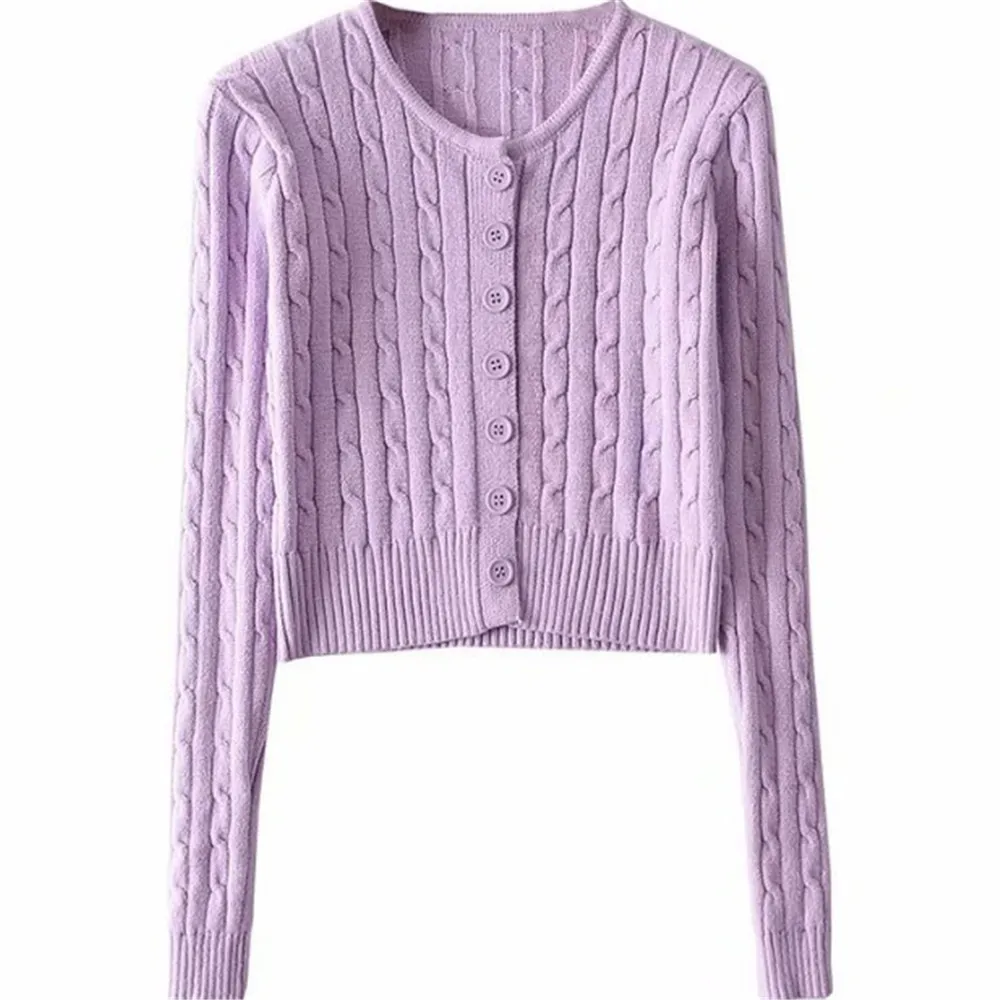 Женский вязаный кардиган с длинным рукавом весенний короткий свитер в