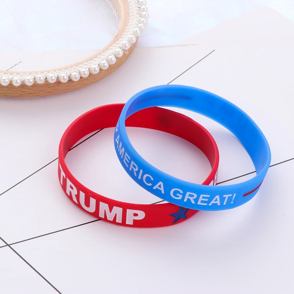 1 шт. Trump President силиконовые браслеты модный синий красный разноцветный браслет повседневные унисекс растягивающиеся модные аксессуары