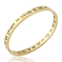 hot sale fashion opening titanium steel bangles crystal rose gold white gold bangles roman numerals womens bracelet