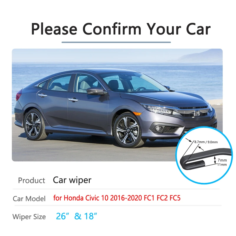 Щетки стеклоочистителя для Honda Civic 10 2016 2017 2018 2019 поколения FC FC1 FC2 FC5 передние щетки